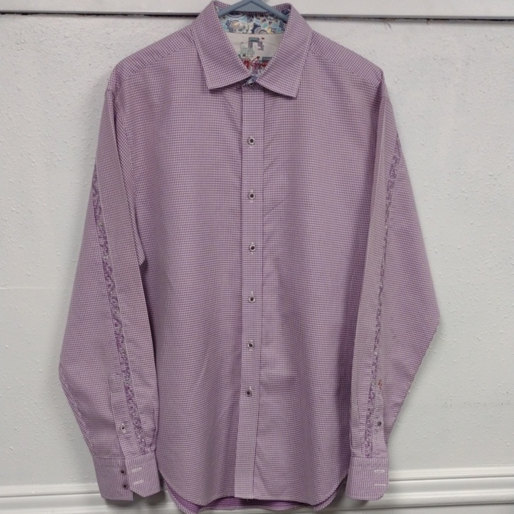 Robert Graham Lavender Checkered Button Down Shirt - image 1